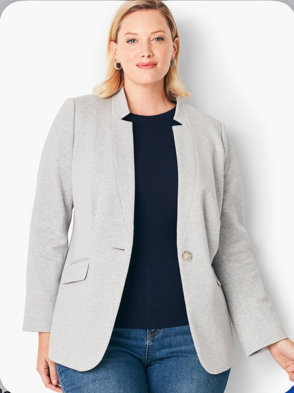 Talbots Perfect Ponte Blazer Solid Light Heathered Gray Size 20W